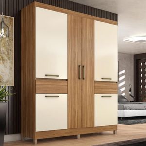 Guarda Roupa Casal 6 Portas E 2 Gavetas Mauá Amêndola Touch-off White