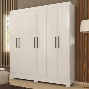 Guarda Roupa Casal 6 Portas E 2 Gavetas Verso Branco