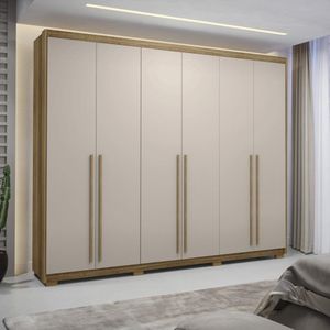 Guarda Roupa Casal 6 Portas 3 Gavetas Dubai Majestic-fendi Nature-fendi