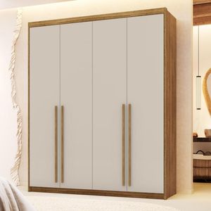 Guarda Roupa Casal 4 Portas 3 Gavetas Pequim-fendi Nature-fendi