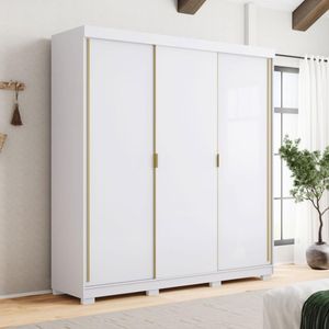 Guarda Roupa Casal 3 Portas 4 Gavetas Porto Branco-camarim