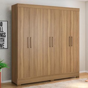 Guarda Roupa Casal 6 Portas E 3 Gavetas Prático Amêndola Touch