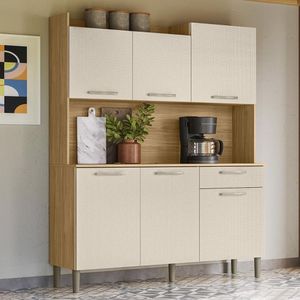 Armário De Cozinha Compacta Mdf 6 Portas 1 Gaveta Gênova Plus Freijó-soft