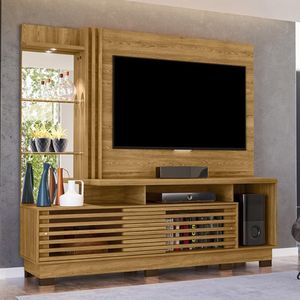 Estante Home Theater 2 Portas Com Espelho Led Frizz Plus - Cumaru