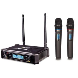 Microfone Uhf-600 Duplo De Mão Multifrequência Sem Fio...