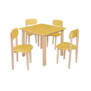 Kit Colore Mesa Com 4 Cadeiras Infantil Amarelo