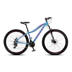 Bicicleta Colli Eudora Aro 29 Freio A Disco Quadro 15,5 Azul Champanhe Com Rosa Neon