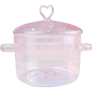 Panela De Vidro Com Tampa E Alça, Panela De Vidro Transparente Para Sopa, Macarrão, Comida Para Bebê, Rosa, 1500ml