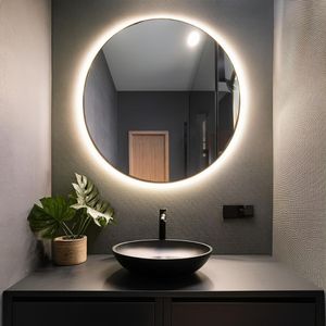 Espelho Redondo Com Iluminação Led Branco Frio - 6000k - 80x80 Cm