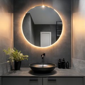 Espelho Redondo Com Iluminação Led Branco Quente - 3000k - 80x80 Cm