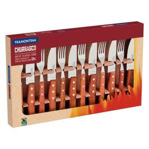 Jogo Para Churrasco Tramontina Dynamic Cabos De Madeira Com 12 Pecas