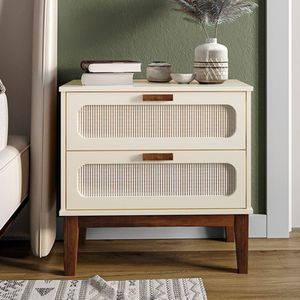 Mesa De Cabeceira Santorini 2 Gavetas 60 Cm - Off White