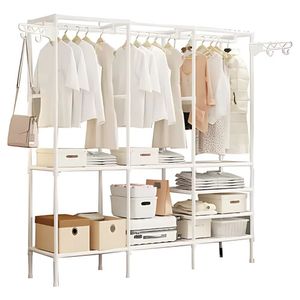 Guarda Roupa Branco Closet Desmontável Arara Organizadora 3 Colunas