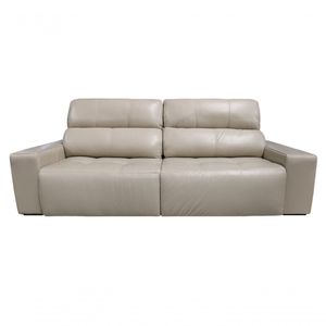 Sofá Retrátil E Reclinável De Couro Atami 2,30 M Taupe - Mempra Design