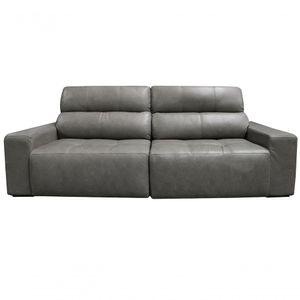 Sofá Retrátil E Reclinável De Couro Atami 2,50 M Cement Grey - Mempra Design