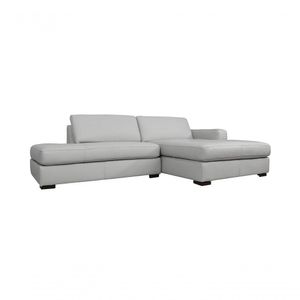 Sofá De Couro Com Chaise N.y. 3 Lugares Off White 2,54 M - Mempra
