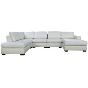 Sofá De Couro N.y. 6 Lugares Off White 3,88 M - Mempra