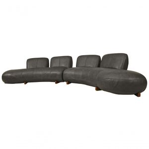 Sofá De Couro Onix Big Chaise 4,20 M Soft Charcoal - Mempra