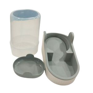 Comedouro E Dispensador De Alimentos Para Pets De 2000 Ml Bege/cinza