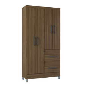 Guarda Roupa Capri 4 Portas 2 Gavetas Poquema Castanho