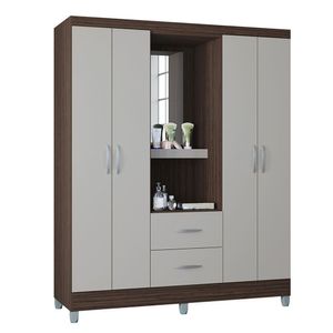 Guarda Roupa Cordoba 4 Portas 2 Gavetas Poquema Chocolate/offwhite