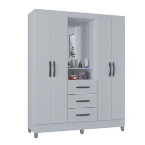 Guarda Roupa Madrid 4 Portas 3 Gavetas Poquema Branco