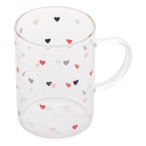 Xícara Caneca De Vidro Corações Love 200 Ml - Lyor
