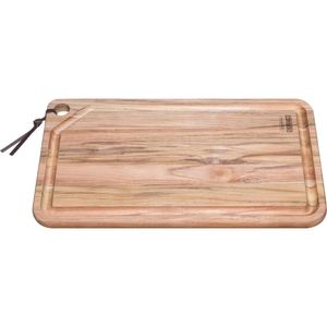 Tábua Para Churrasco Tramontina Retangular Em Madeira Teca Com Acabamento Natural 49 X 28 Cm