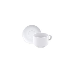Conjunto Xícara E Pires De Chá Tramontina Paola Em Porcelana 240 Ml 2 Peças