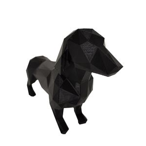 Salsicha Dachshund 21cm Cachorro 3d Objeto Decorativo Preto