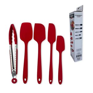 Conjunto De Espátulas E Pegador Em Silicone Unyhome 5 Peças - Vermelho