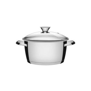 Caçarola Funda Tramontina Allegra Em Aço Inox Com Fundo Triplo E Tampa De Vidro 22 Cm 4,2 L