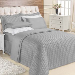 Kit Cobre Leito Colcha Veneza Queen 3 Peças Hipercal 180 Fios - Cinza