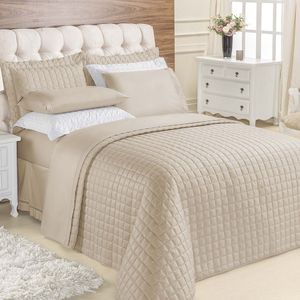 Kit Cobre Leito Colcha Veneza King 3 Peças Hipercal 180 Fios - Cáqui