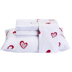 Jogo De Lençol Encatare King 4 Peças Estampado 100% Algodão Percal 200 Fios - Love