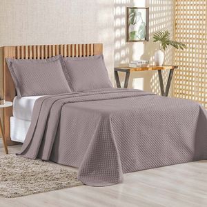 Kit Cobre Leito Colcha Ideale Queen 3 Peças Matelado Geométrico - Lavanda - 100% Poliéster