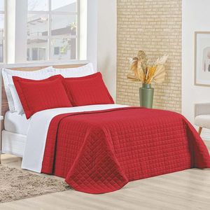 Kit Cobre Leito Colcha Eden Queen 3 Peças Percal 150 Fios 100% Algodão - Vermelho