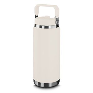 Garrafa Térmica Parede Dupla Em Aço Inox Branca 900ml Com Alça