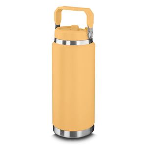 Garrafa Térmica Parede Dupla Em Aço Inox Amarela 900ml Com Alça