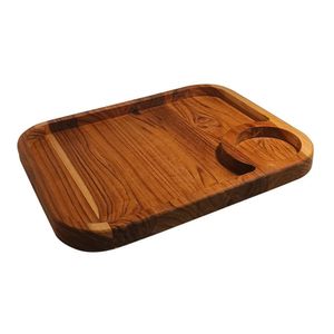 Tábua Para Frios / Petisqueira Retangular Madeira Teca Com Espaço Para Ramekin