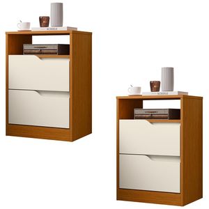 Mesa De Cabeceira Com Gavetas Kit 2 Sole Flex Cinamomo/off - Albatroz