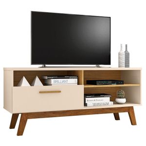 Rack Bancada Para Tv Até 55 Pol. 2 Portas Paládio Off White/cinamomo - Bechara