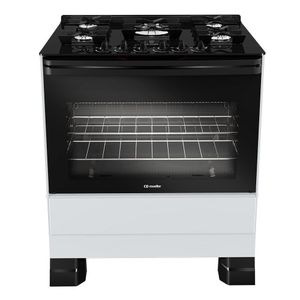 Fogão A Gás 5 Bocas Mueller, Bivolt, Mesa De Vidro Mfv5bf Branco Bivolt