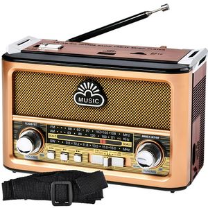 Radio Portatil Mega Star Rx087bt Am-fm - Dourado-wood
