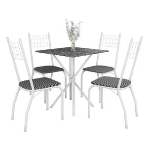 O Conjunto De Mesa Quadrada Brisa Com 4 Cadeiras Estofadas Branco