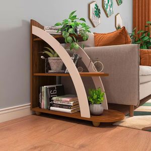 Mesa De Apoio Artely Andes Com 2 Prateleiras Cedro Com Off White