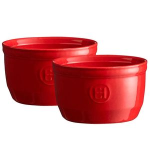 Conjunto Ramekins Emile Henry Em Cerâmica 10,5x6 Cm 2 Peças Vermelho