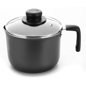 Leiteira Multiflon Gourmet Com Tampa De Vidro 2.4 Litros Preto
