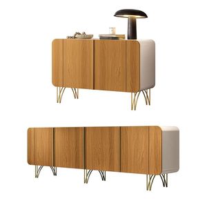 Conjunto Buffets Sala De Estar Benvenuto/saluti Pés Em Aço Mdp/mdf Off White/cinamomo G26 - Hb Móveis
