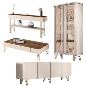 Conjunto 1 Cristaleira 1 Buffet 1 Aparador E 1 Mesa De Centro Texas/virginia/rennes Off White